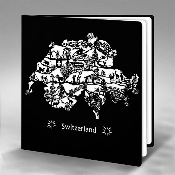 Carte suisse en papier découpé- d'après un original de différents artistes  suisses