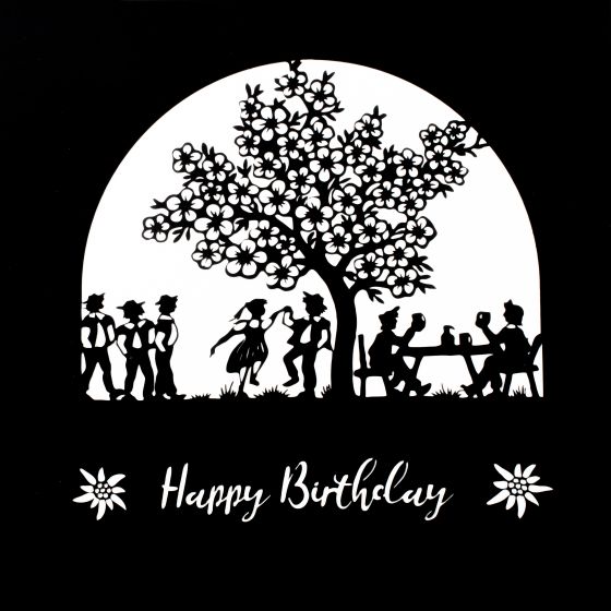 Carte Papier decoupe fete d anniversaire noir blanc