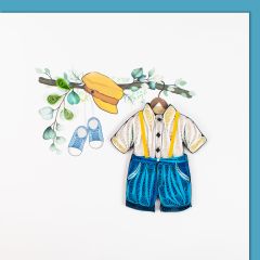 Quilling-Karte Geburt - Jungenkleider 