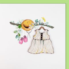 Quilling-Karte Geburt - Mädchenkleider