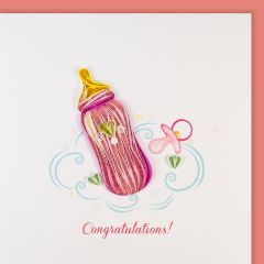 Quilling-Karte Fläschchen rosa Congratulations