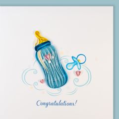 Quilling-Karte Fläschchen hellblau Congratulations