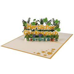 Carte Pop Up Plantes Herzlichen Glückwunsch 
