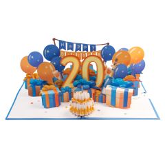 3D Pop-up-Karte 20. Geburtstag blau