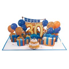3D Pop-up-Karte 30. Geburtstag blau