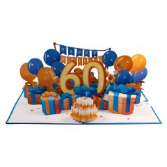 3D Pop-up-Karte 60. Geburtstag blau