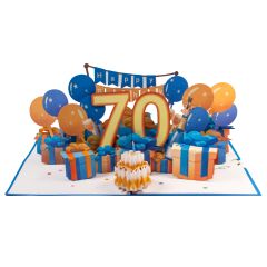 3D Pop-up-Karte 70. Geburtstag blau