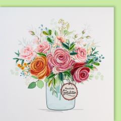 Quilling-Karte Gratulation Blumenstrauss Herzliche Gratulation