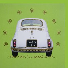 fromJUDE-Karte Vintage Auto grün Good luck