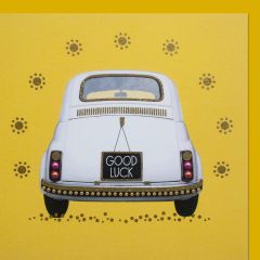 fromJUDE-Karte Vintage Auto gelb Good luck