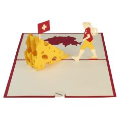 3D Pop-up-Karte Schweizer Käse rot