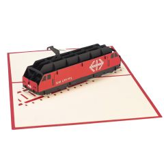 3D Pop-up-Karte SBB Lokomotive rot