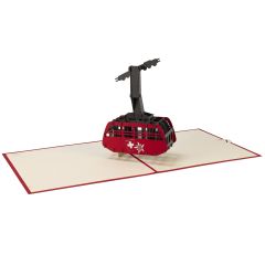 3D Pop-up-Karte Gondelbahn rot
