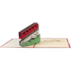 Carte 3D pop-up train à crémaillère rouge
