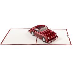 3D Pop-up-Karte Porsche 356 bordeaux rot