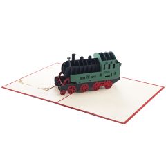 3D Pop-up-Karte Dampflok rot