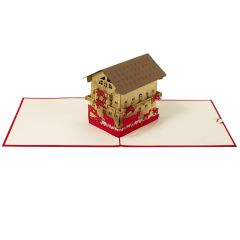 3D Pop-up-Karte Schweizer Chalet rot