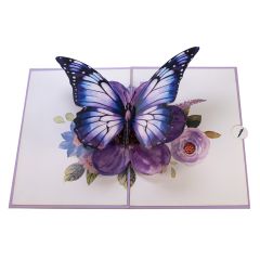 Carte 3D Pop-up papillon bleu
