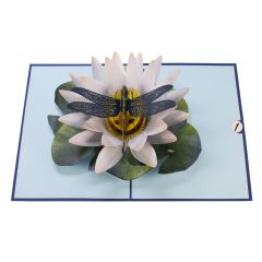 Carte 3D Pop Up Libellule et Nénuphar bleu