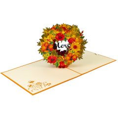 Carte 3D Pop Up Cercle de fleurs - Merci