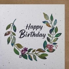 Carte graine Growing Paper carré Couronne de fleurs Happy Birthday