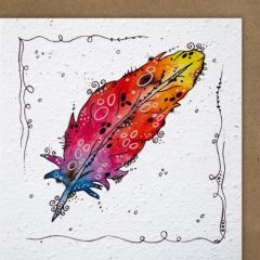 Carte graine Growing Paper carré Plume colorée