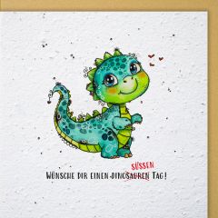 Growing Paper-Karte quadrat nandeng.ch Dino mint Wünsche dir einen dinosüssen Tag