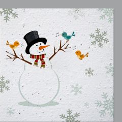 Growing Paper-Karte quadrat Schneemann mit V&ouml;gel