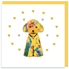 fromJUDE-Karte von Hand veredelt Heartfelt - Hund Bester Freund gelb