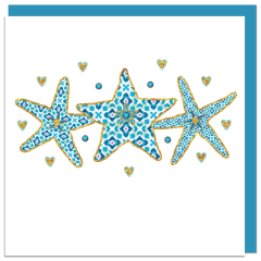 fromJUDE-Karte von Hand veredelt Heartfelt - Seesterne blau