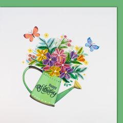 Carte Quilling Bouquet de fleurs en arrosoir