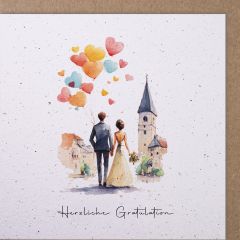 Handmade Paper Karte Traumpaar mit Herzen