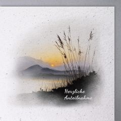 Handmade Paper Karte Schilf Herzliche Anteilnahme