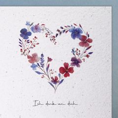 Handmade Paper Karte Blumenherz Ich denk an dich
