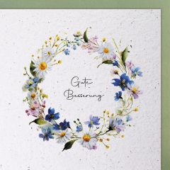 Handmade Paper Karte Blumenkranz Gute Besserung