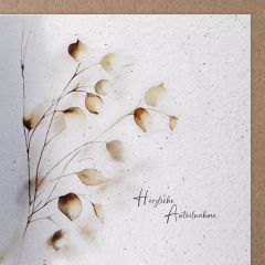 Handmade Paper Karte Blätter Herzliche Anteilnahme