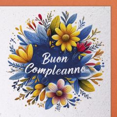 Handmade Paper Karte Blumenkranz Buon Compleanno