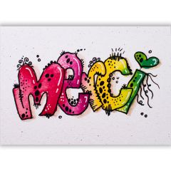 Carte postale en papier fait à la main - nadeng.ch  Merci