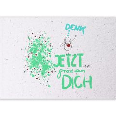 Carte postale en papier fait à la main - Ich denk gerade an dich 