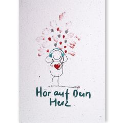 Carte postale en papier fait à la main - écoute cardiaque Hör auf dein Herz