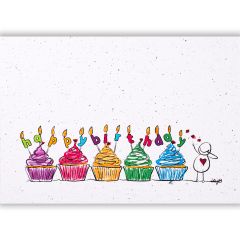 Carte postale en papier fait à la main - Gâteaux d'anniversaire