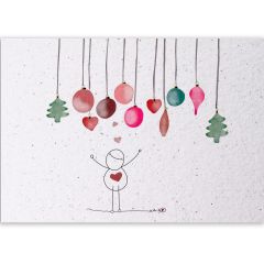 Handmade Paper Postkarte Wertehelden Weihnachtskugeln