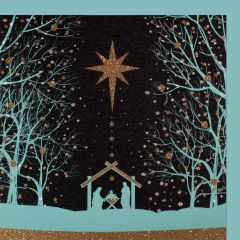 fromJUDE-Karte Weihnachtskrippe blau