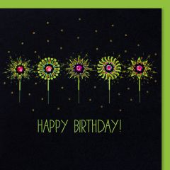 fromJUDE-Karte von Hand veredelt Geburtstags Glitzer grün Happy Birthday