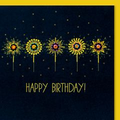fromJUDE-Karte von Hand veredelt Geburtstags Glitzer gelb Happy Birthday