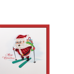 Quilling-Karte klein Santa auf Skiern