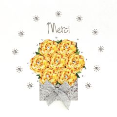**Handpainted Jaab-Karte Rose Box Yellow Merci
