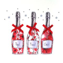 **Handpainted Jaab-Karte Scarlet Bubbles