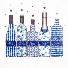 **Handpainted Jaab-Karte Indigo Flaschen blau