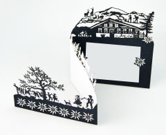 Scherenschnitt-Karte Berghütte 3-teilig schwarz weiss